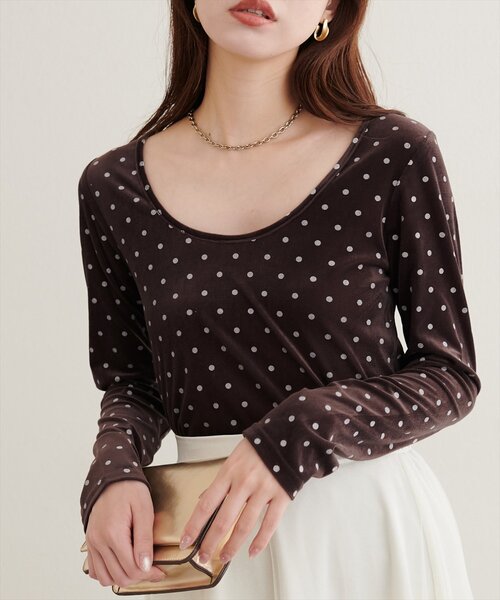 natural couture（ナチュラルクチュール）の「前後２WAYクルーネックプルオーバー（Tシャツ/カットソー・レディース・ブラウン/オフホワイト・FREE）」の7枚目の写真