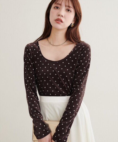 natural couture（ナチュラルクチュール）の「前後２WAYクルーネックプルオーバー（Tシャツ/カットソー・レディース・ブラウン/オフホワイト・FREE）」の5枚目の写真