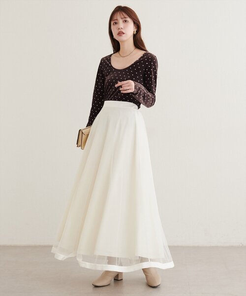natural couture（ナチュラルクチュール）の「前後２WAYクルーネックプルオーバー（Tシャツ/カットソー・レディース・ブラウン/オフホワイト・FREE）」の4枚目の写真