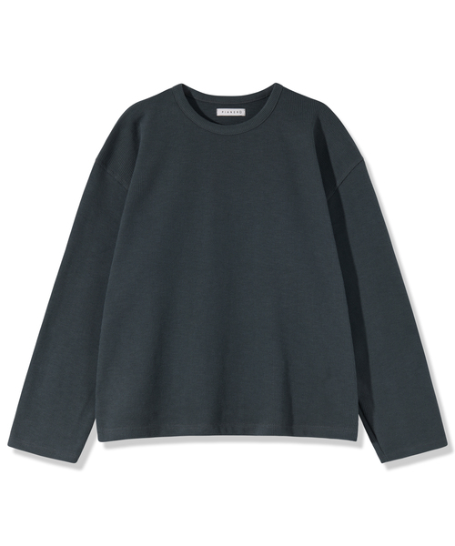 PIANER(ピアネール)の「ヘビーウェイトリブオーバーサイズ長袖Tシャツ(ティールブルー)(Tシャツ/カットソー・レディース・ブルー系その他・LARGE/X-LARGE)」の1枚目の写真