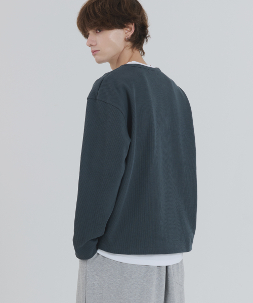PIANER(ピアネール)の「ヘビーウェイトリブオーバーサイズ長袖Tシャツ(ティールブルー)(Tシャツ/カットソー・レディース・ブルー系その他・LARGE/X-LARGE)」の4枚目の写真