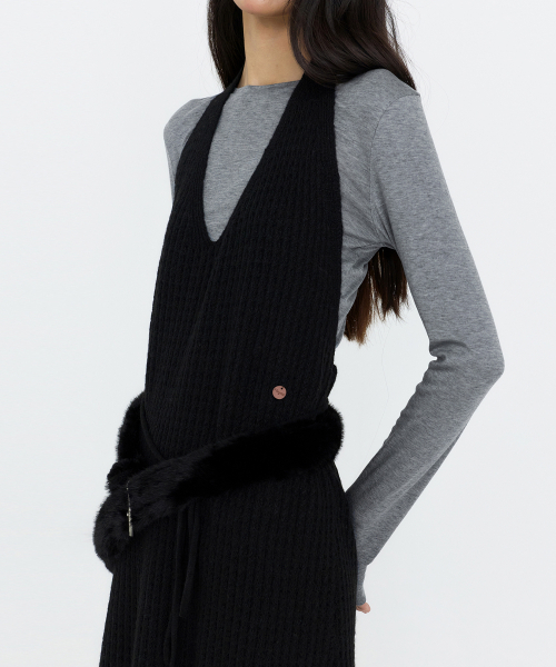 MONGDOL(モンドル)の「ホルターネックレイヤードニットワンピース ブラック MDOP060BLACK(ワンピース・レディース・その他・F)」の3枚目の写真