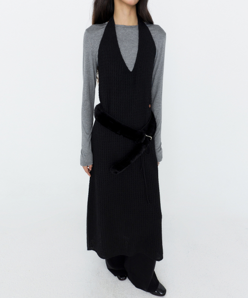 MONGDOL(モンドル)の「ホルターネックレイヤードニットワンピース ブラック MDOP060BLACK(ワンピース・レディース・その他・F)」の4枚目の写真