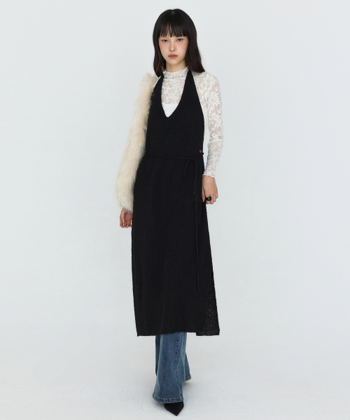 MONGDOL(モンドル)の「ホルターネックレイヤードニットワンピース ブラック MDOP060BLACK(ワンピース・レディース・その他・F)」の6枚目の写真