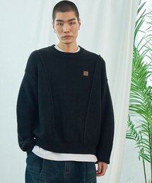 IHDO（アヒドゥ）の「ラウンドネック メリノウール マルチストラクチャー ニット_ブラック（ニット/セーター）」