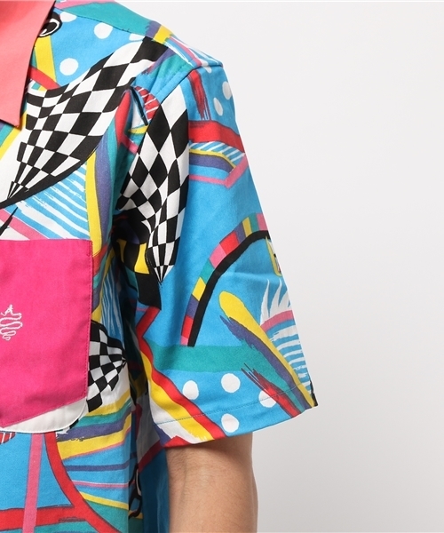 ALDIES（アールディーズ）の「Be Nice Shirts 80's調プリント 総柄 半袖シャツ（シャツ/ブラウス・メンズ・オレンジ系その他/ブルー系その他・SMALL/LARGE/MEDIUM）」の9枚目の写真