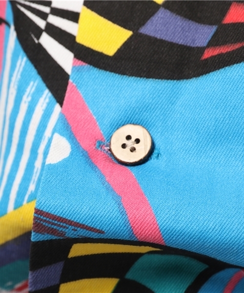 ALDIES（アールディーズ）の「Be Nice Shirts 80's調プリント 総柄 半袖シャツ（シャツ/ブラウス・メンズ・オレンジ系その他/ブルー系その他・SMALL/LARGE/MEDIUM）」の5枚目の写真