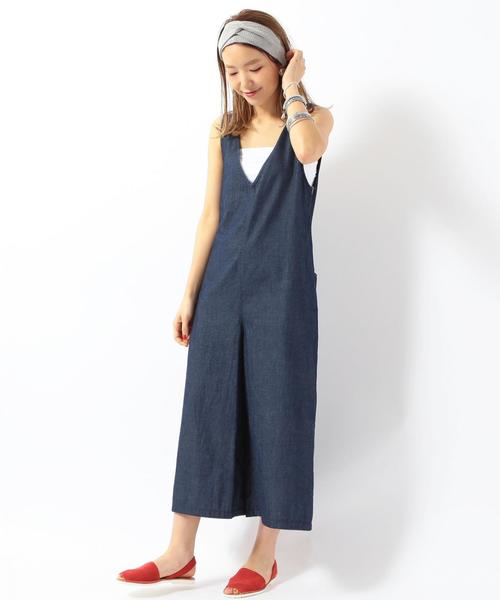 Another Edition（アナザーエディション）の「デニムサロペット/AEMBC 4.5DNM SALOPETTE◆（つなぎ/オールインワン・レディース・ライトブルー/ネイビー・FREE）」の2枚目の写真