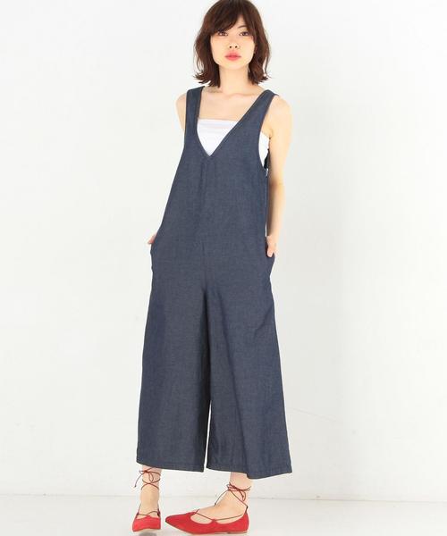 Another Edition（アナザーエディション）の「デニムサロペット/AEMBC 4.5DNM SALOPETTE◆（つなぎ/オールインワン・レディース・ライトブルー/ネイビー・FREE）」の3枚目の写真