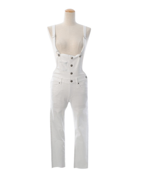 Luz Llena (philter)(ラズレナ フィルター)の「ストレッチデニム・スキニーサロペット/スキニーパンツ/切りっぱなし(サロペット/オーバーオール・レディース・ホワイト/ネイビー/ブルー・SMALL/LARGE/MEDIUM)」の1枚目の写真