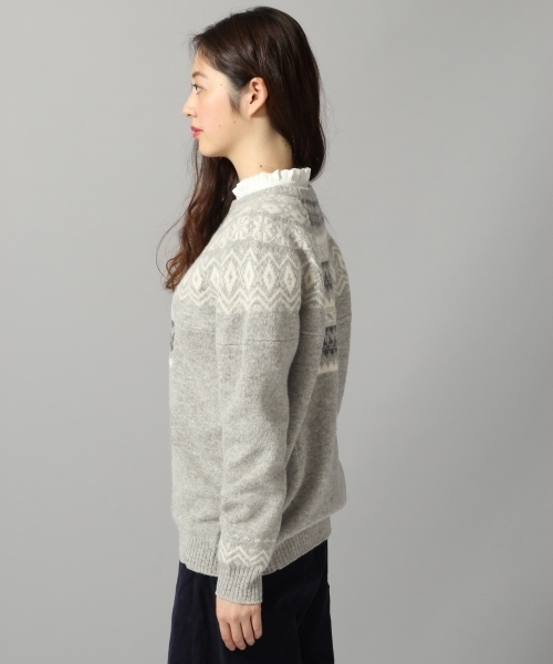 HARE（ハレ）の「ノルディックガラキリカエニット(HARE)（ニット/セーター・レディース・ネイビー/グレー・FREE）」の5枚目の写真