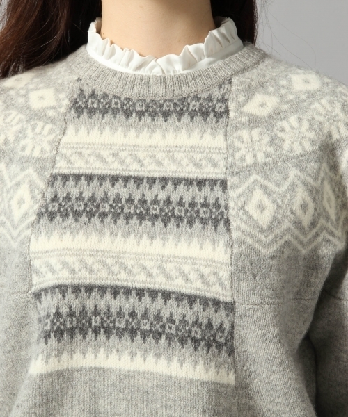 HARE（ハレ）の「ノルディックガラキリカエニット(HARE)（ニット/セーター・レディース・ネイビー/グレー・FREE）」の7枚目の写真