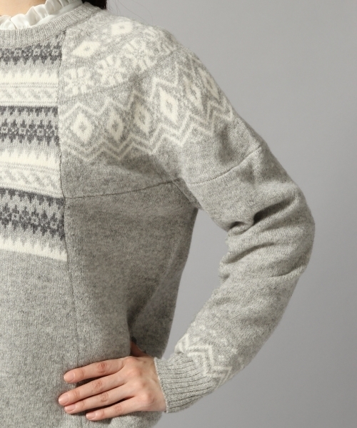 HARE（ハレ）の「ノルディックガラキリカエニット(HARE)（ニット/セーター・レディース・ネイビー/グレー・FREE）」の8枚目の写真