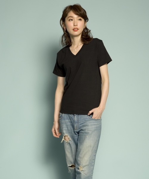 HANES（ヘインズ）の「Hanes ヘインズ 2P JAPAN Fit　ジャパンフィット（2枚組） VネックTシャツ アソート（Tシャツ/カットソー・レディース・ホワイト×グレー/ホワイト×ブラック・SMALL/X-SMALL）」の22枚目の写真