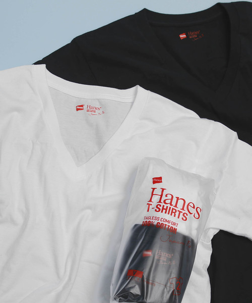 HANES（ヘインズ）の「Hanes ヘインズ 2P JAPAN Fit　ジャパンフィット（2枚組） VネックTシャツ アソート（Tシャツ/カットソー・レディース・ホワイト×グレー/ホワイト×ブラック・SMALL/X-SMALL）」の14枚目の写真