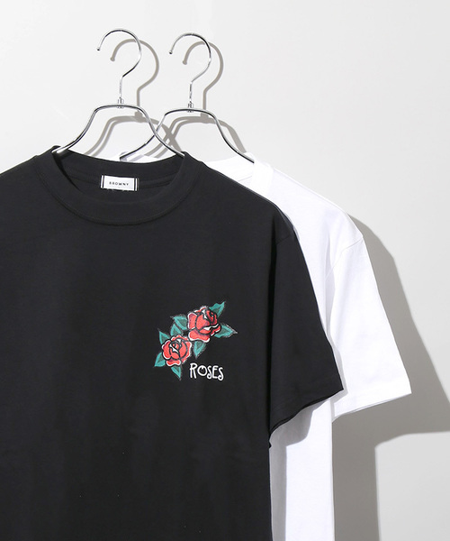 WEGO（ウィゴー）の「WEGO/ローズワンポイントカットソー（Tシャツ/カットソー・メンズ・ホワイト/ブラック・LARGE/X-LARGE/MEDIUM）」の2枚目の写真