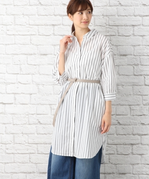 LEPSIM（レプシィム）の「マエアキシャツワンピース7S　762766（シャツワンピース・レディース・ホワイト×ブラック/ホワイト×レッド/ブルー系その他・LARGE/MEDIUM）」の3枚目の写真