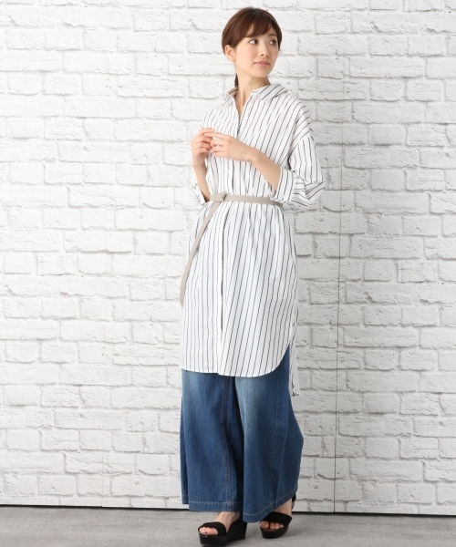 LEPSIM（レプシィム）の「マエアキシャツワンピース7S　762766（シャツワンピース・レディース・ホワイト×ブラック/ホワイト×レッド/ブルー系その他・LARGE/MEDIUM）」の5枚目の写真