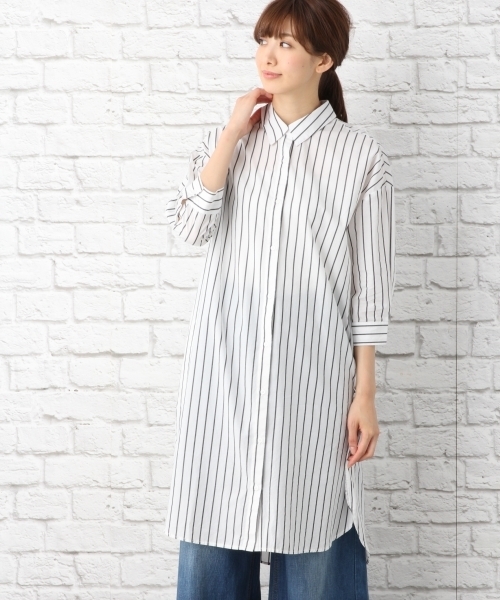 LEPSIM（レプシィム）の「マエアキシャツワンピース7S　762766（シャツワンピース・レディース・ホワイト×ブラック/ホワイト×レッド/ブルー系その他・LARGE/MEDIUM）」の7枚目の写真