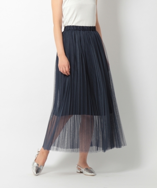 laboratory work（ラボラトリーワーク）の「プリーツチュールスカート（スカート・レディース・アイボリー/グリーン/ネイビー・MEDIUM）」の3枚目の写真