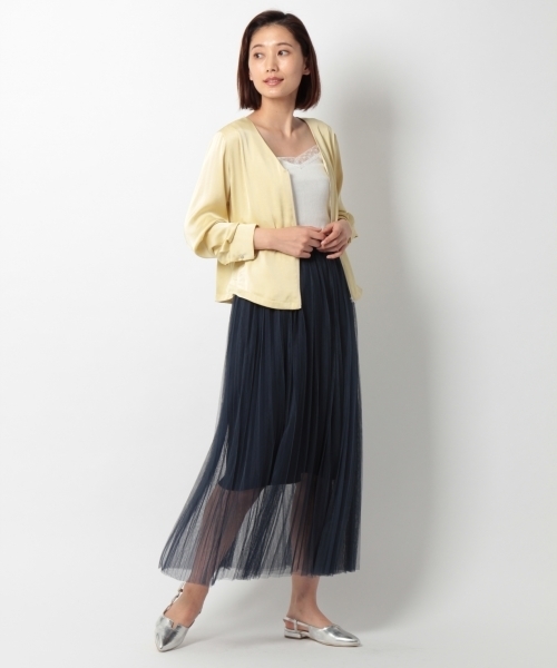 laboratory work（ラボラトリーワーク）の「プリーツチュールスカート（スカート・レディース・アイボリー/グリーン/ネイビー・MEDIUM）」の5枚目の写真