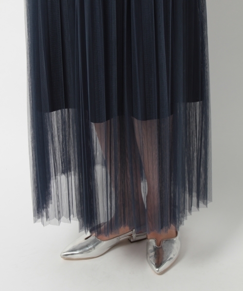 laboratory work（ラボラトリーワーク）の「プリーツチュールスカート（スカート・レディース・アイボリー/グリーン/ネイビー・MEDIUM）」の12枚目の写真