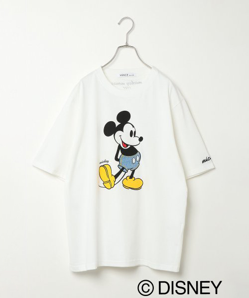 Disney（ディズニー）の「スタンディングミッキーＴシャツ（Tシャツ/カットソー・レディース・ホワイト/ブラック・LL/M/L）」の5枚目の写真