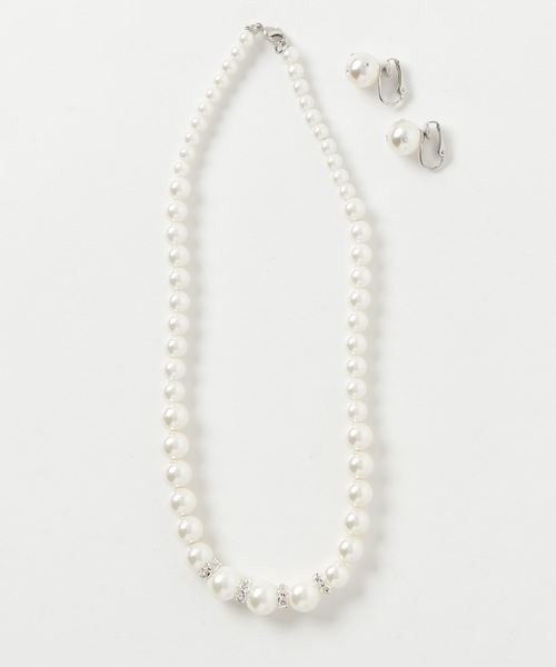 Cupid Heart（キューピッドハート）の「【Cupid Heart】結婚式アクセサリー♪イヤリング付パールロンデルネックレス（ネックレス・レディース・ベージュ・MEDIUM）」の6枚目の写真