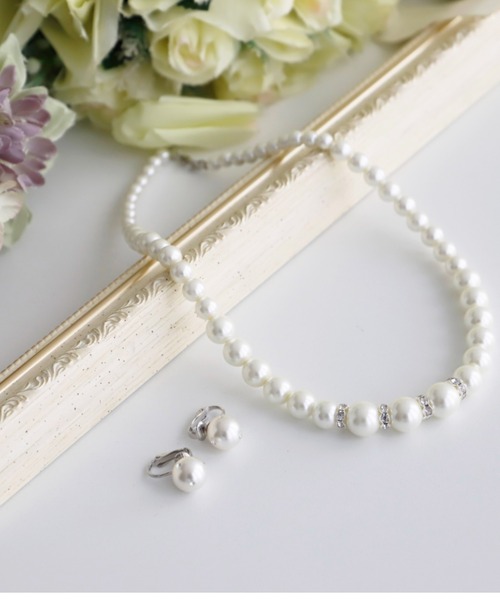 Cupid Heart（キューピッドハート）の「【Cupid Heart】結婚式アクセサリー♪イヤリング付パールロンデルネックレス（ネックレス・レディース・ベージュ・MEDIUM）」の10枚目の写真