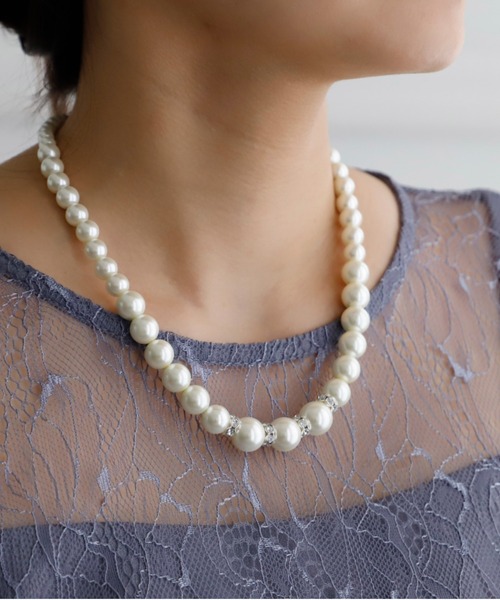 Cupid Heart（キューピッドハート）の「【Cupid Heart】結婚式アクセサリー♪イヤリング付パールロンデルネックレス（ネックレス・レディース・ベージュ・MEDIUM）」の14枚目の写真