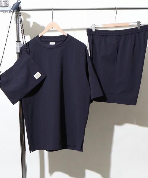 coen(コーエン)の「(3点セット)ストレッチクルーネックTシャツサマーセットアップ(一部WEB限定カラー)(Tシャツ/カットソー)」|ネイビー