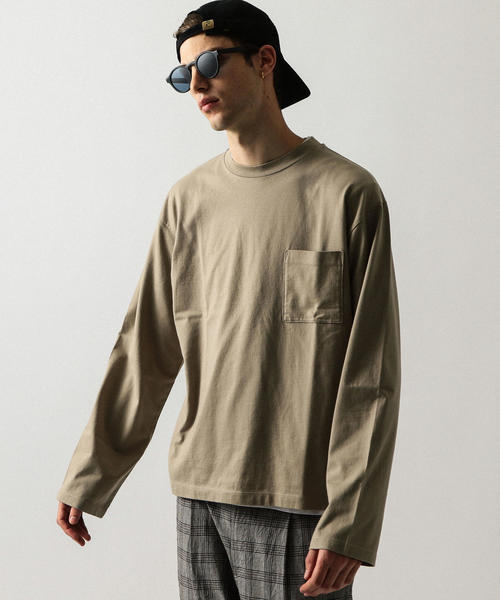 BEAUTY&YOUTH UNITED ARROWS（ビューティーアンドユースユナイテッドアローズ）の「by ワイド ロングアーム カットソー -MADE IN JAPAN- ◆（Tシャツ/カットソー・メンズ・ホワイト/ダークブラウン/グレー/ベージュ/ブラック・LARGE/MEDIUM/SMALL/X-LARGE）」の5枚目の写真