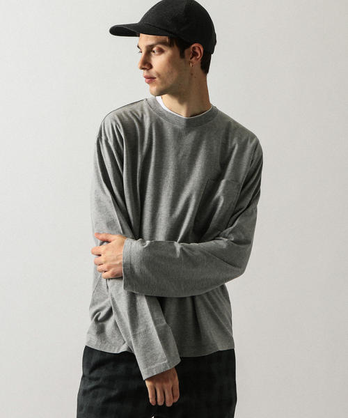 BEAUTY&YOUTH UNITED ARROWS（ビューティーアンドユースユナイテッドアローズ）の「by ワイド ロングアーム カットソー -MADE IN JAPAN- ◆（Tシャツ/カットソー・メンズ・ホワイト/ダークブラウン/グレー/ベージュ/ブラック・LARGE/MEDIUM/SMALL/X-LARGE）」の3枚目の写真