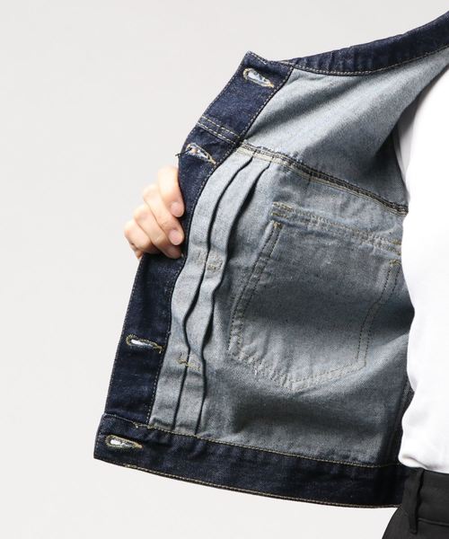 classicalelf（クラシカルエルフ）の「ボタン留め・抜き襟風ビッグシルエット無地デニムジャケット（デニムジャケット・レディース・インディゴブルー/ブルー・SMALL/MEDIUM/LARGE）」の12枚目の写真