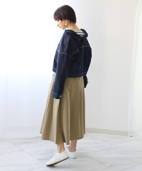 classicalelf（クラシカルエルフ）の「ボタン留め・抜き襟風ビッグシルエット無地デニムジャケット（デニムジャケット・レディース・インディゴブルー/ブルー・SMALL/MEDIUM/LARGE）」の15枚目の写真