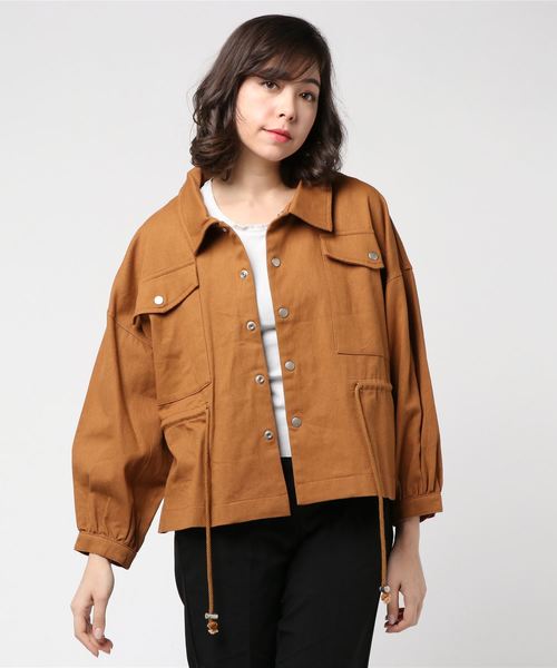 archives（アルシーヴ）の「ウエストドロストオーバーサイズJKT（ミリタリージャケット・レディース・ブラウン/カーキ・MEDIUM）」の13枚目の写真