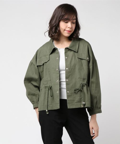 archives（アルシーヴ）の「ウエストドロストオーバーサイズJKT（ミリタリージャケット・レディース・ブラウン/カーキ・MEDIUM）」の10枚目の写真