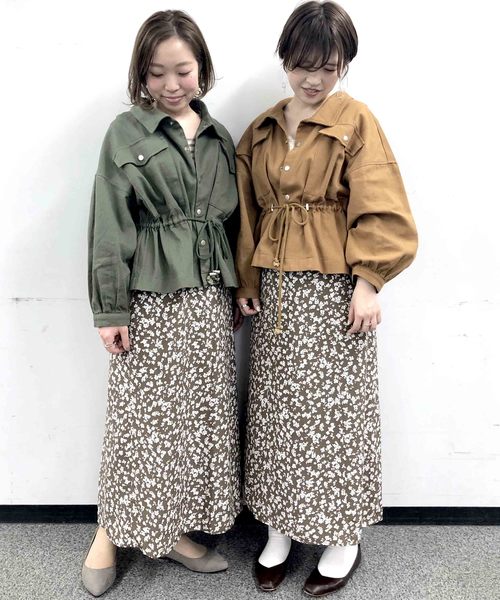 archives（アルシーヴ）の「ウエストドロストオーバーサイズJKT（ミリタリージャケット・レディース・ブラウン/カーキ・MEDIUM）」の12枚目の写真