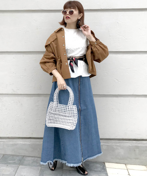 archives（アルシーヴ）の「ウエストドロストオーバーサイズJKT（ミリタリージャケット・レディース・ブラウン/カーキ・MEDIUM）」の6枚目の写真