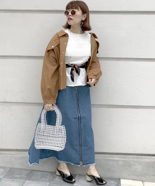 archives（アルシーヴ）の「ウエストドロストオーバーサイズJKT（ミリタリージャケット・レディース・ブラウン/カーキ・MEDIUM）」の7枚目の写真