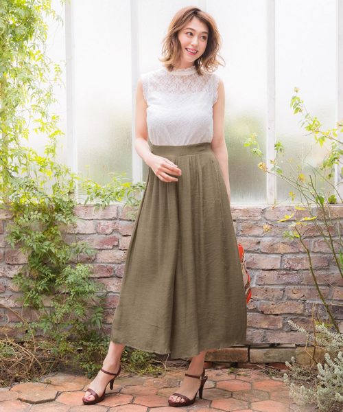 KOBE LETTUCE(コウベレタス)の「スラブ楊柳リネンタッチスカンツ【セットアップOK】(その他パンツ・レディース・オフホワイト/オレンジ/グリーン/パープル/ベージュ/カーキ/ネイビー/ブラック/ピンク/ブルー・FREE)」の17枚目の写真