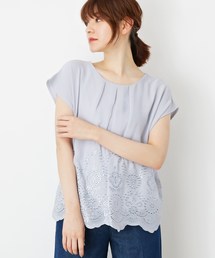 【WEB限定サイズあり】スカラップ裾アイレット刺しゅうプルオーバー