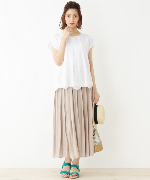 grove(グローブ)の「【WEB限定サイズあり】スカラップ裾アイレット刺しゅうプルオーバー(Tシャツ/カットソー・レディース・ネイビー/ライトグリーン/アイボリー/グレー/ピンク系その他・02/03/04)」の13枚目の写真