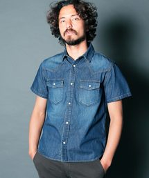 【Magine】6.5OZ SHAVING DENIM SHIRTS S/S : シェービングデニムシャツ