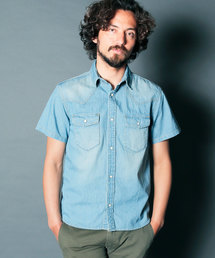 【Magine】6.5OZ SHAVING DENIM SHIRTS S/S : シェービングデニムシャツ