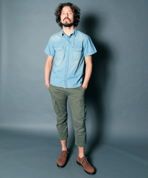 Magine（マージン）の「【Magine】6.5OZ SHAVING DENIM SHIRTS S/S : シェービングデニムシャツ（シャツ/ブラウス・メンズ・ライトブルー/インディゴブルー・44/46/48）」の5枚目の写真