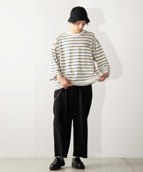 WEGO（ウィゴー）の「WEGO/マルチボーダー5分袖Tシャツ（Tシャツ/カットソー・メンズ・ホワイト系その他5/ブルー系その他5/ベージュ系その他5・MEDIUM/LARGE）」の7枚目の写真