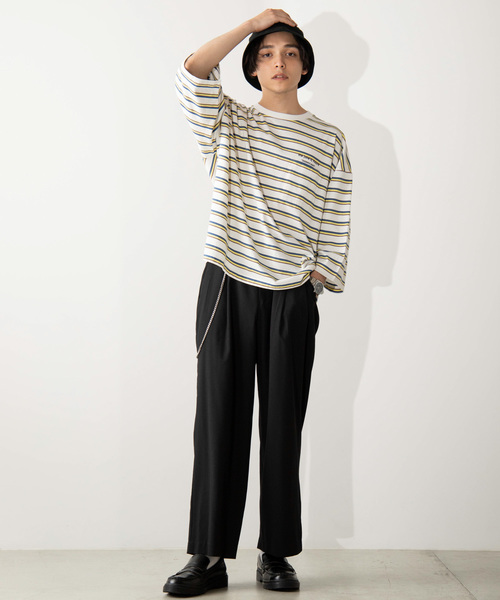 WEGO（ウィゴー）の「WEGO/マルチボーダー5分袖Tシャツ（Tシャツ/カットソー・メンズ・ホワイト系その他5/ブルー系その他5/ベージュ系その他5・MEDIUM/LARGE）」の8枚目の写真