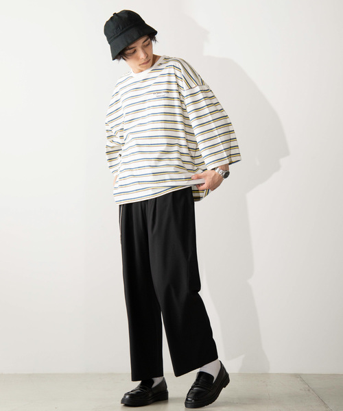 WEGO（ウィゴー）の「WEGO/マルチボーダー5分袖Tシャツ（Tシャツ/カットソー・メンズ・ホワイト系その他5/ブルー系その他5/ベージュ系その他5・MEDIUM/LARGE）」の9枚目の写真