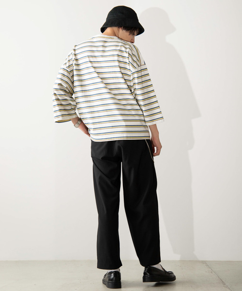 WEGO（ウィゴー）の「WEGO/マルチボーダー5分袖Tシャツ（Tシャツ/カットソー・メンズ・ホワイト系その他5/ブルー系その他5/ベージュ系その他5・MEDIUM/LARGE）」の10枚目の写真